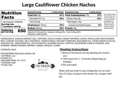 Large Cauliflower Chicken Nachos, GF