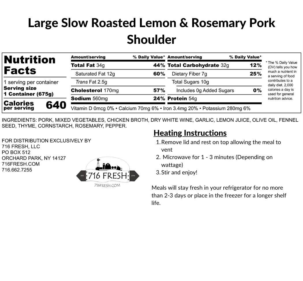 Large Slow Roasted Lemon & Rosemary Pork Shoulder, GF, DF