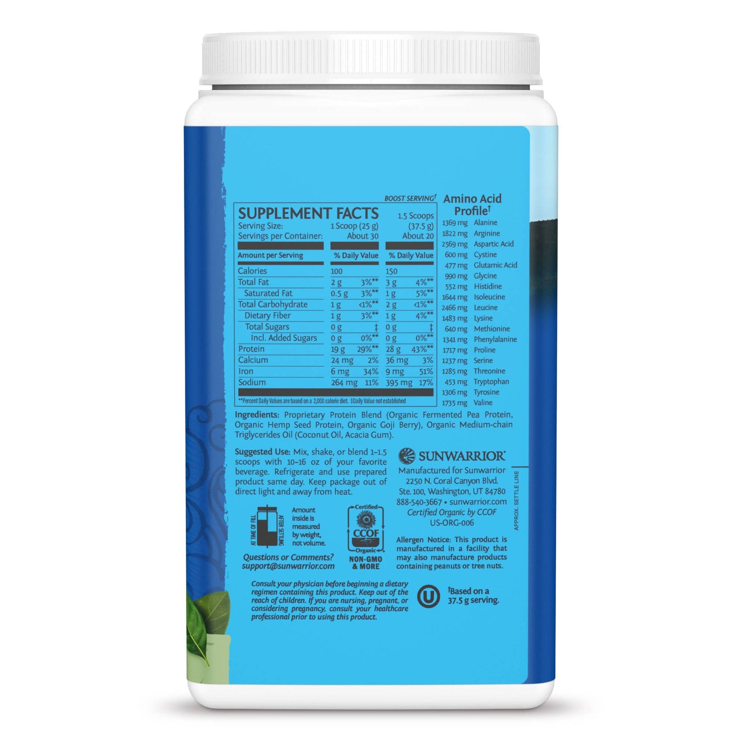 ZWarrior Blend Unflavored Protein - Pea Protein Powder: 375g