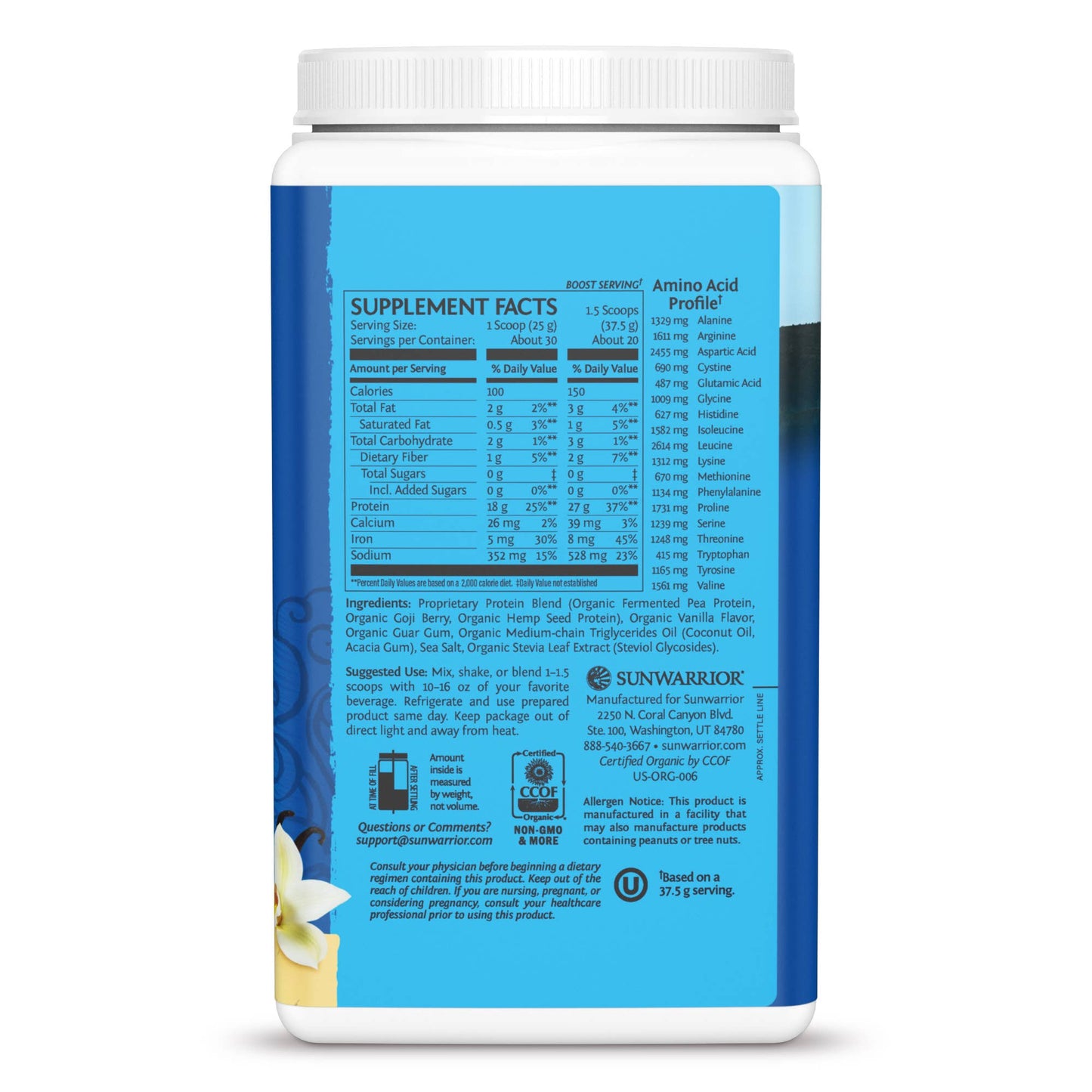 Warrior Blend Vanilla Protein - Pea Protein Powder: 375g