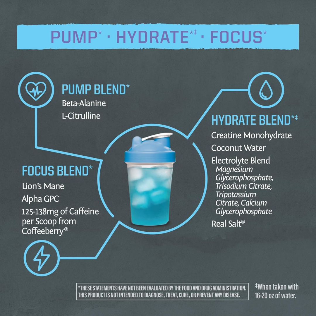 X- TRA Blue Raspberry Pineapple Active Pre-Workout Drink Powder