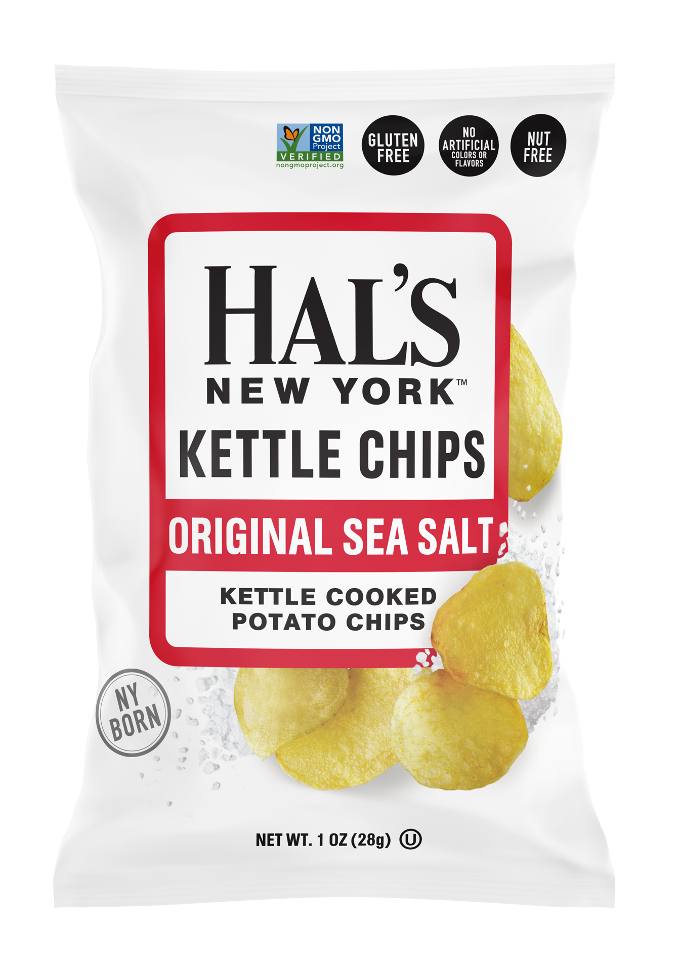 Hal's New York Kettle Chips Sea Salt 1oz Single Serve Bag
