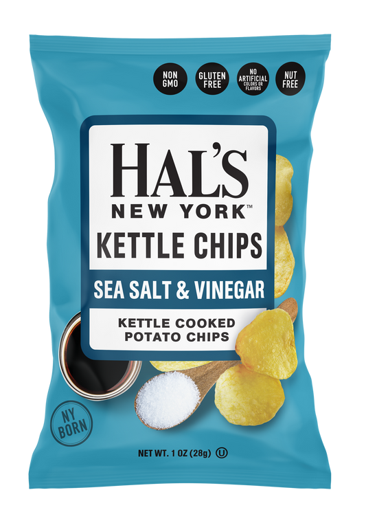 Hal's New York Kettle Chip Sea Salt Vinegar 1oz Single Serve