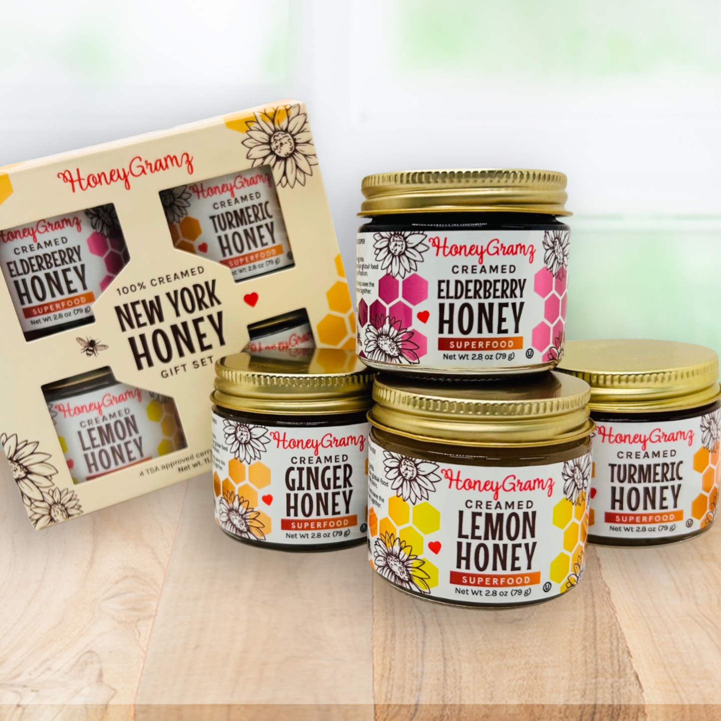 X-TRA New York Honey Gift Set: COZY COMFORT - Cinnamon+Chocolate Pomegranate+Elderberry+Matcha
