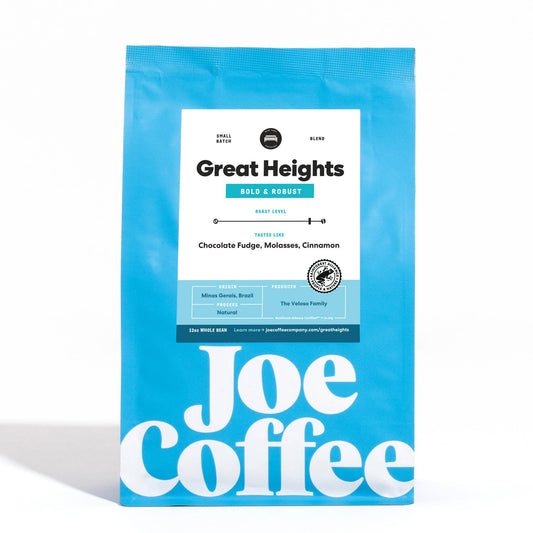 Great Heights Medium/Dark Roast Coffee, 12 oz, Kosher, Rainforest Alliance Certified, NYC Roaster: Whole Bean
