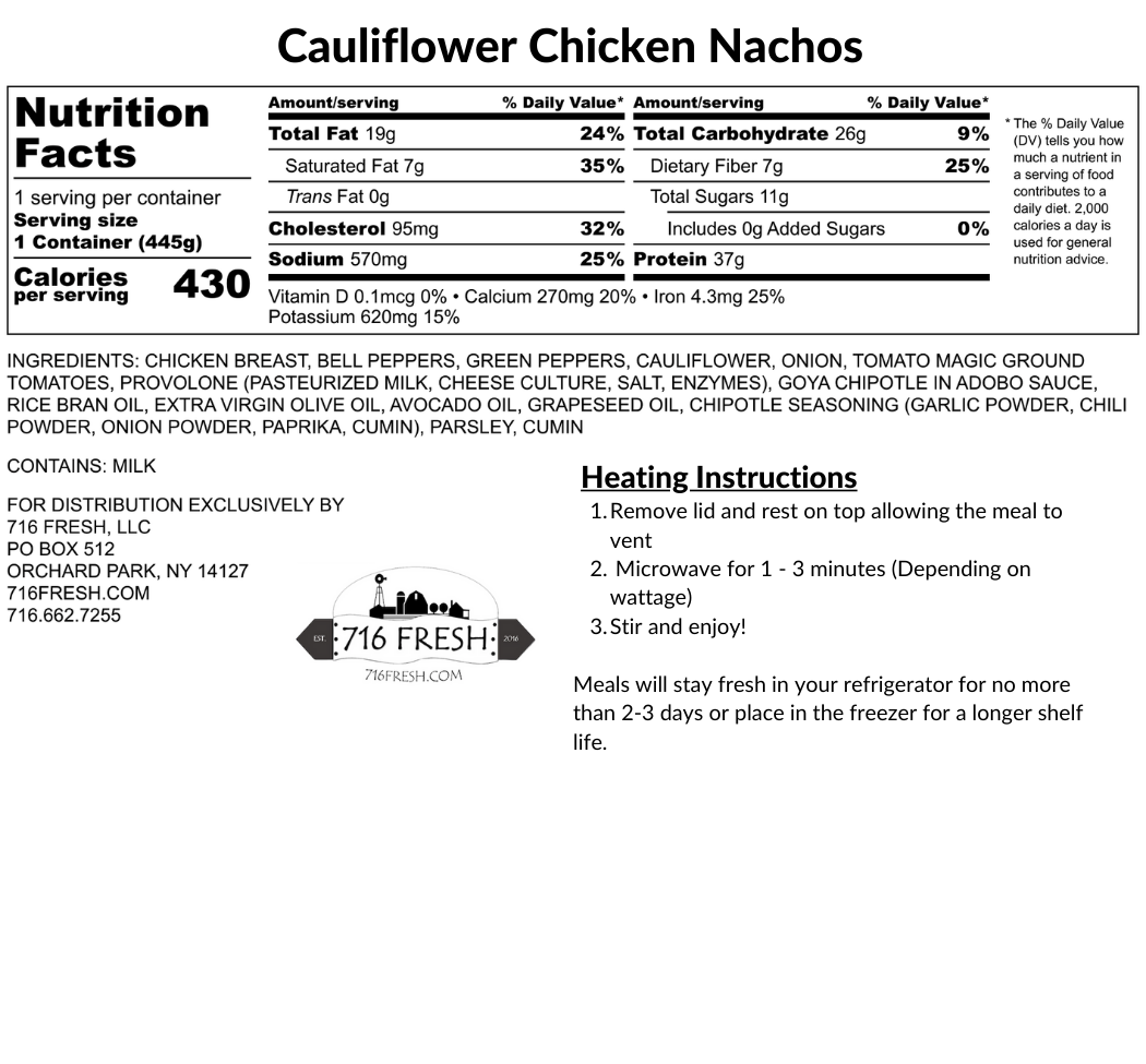 Cauliflower Chicken Nachos, GF