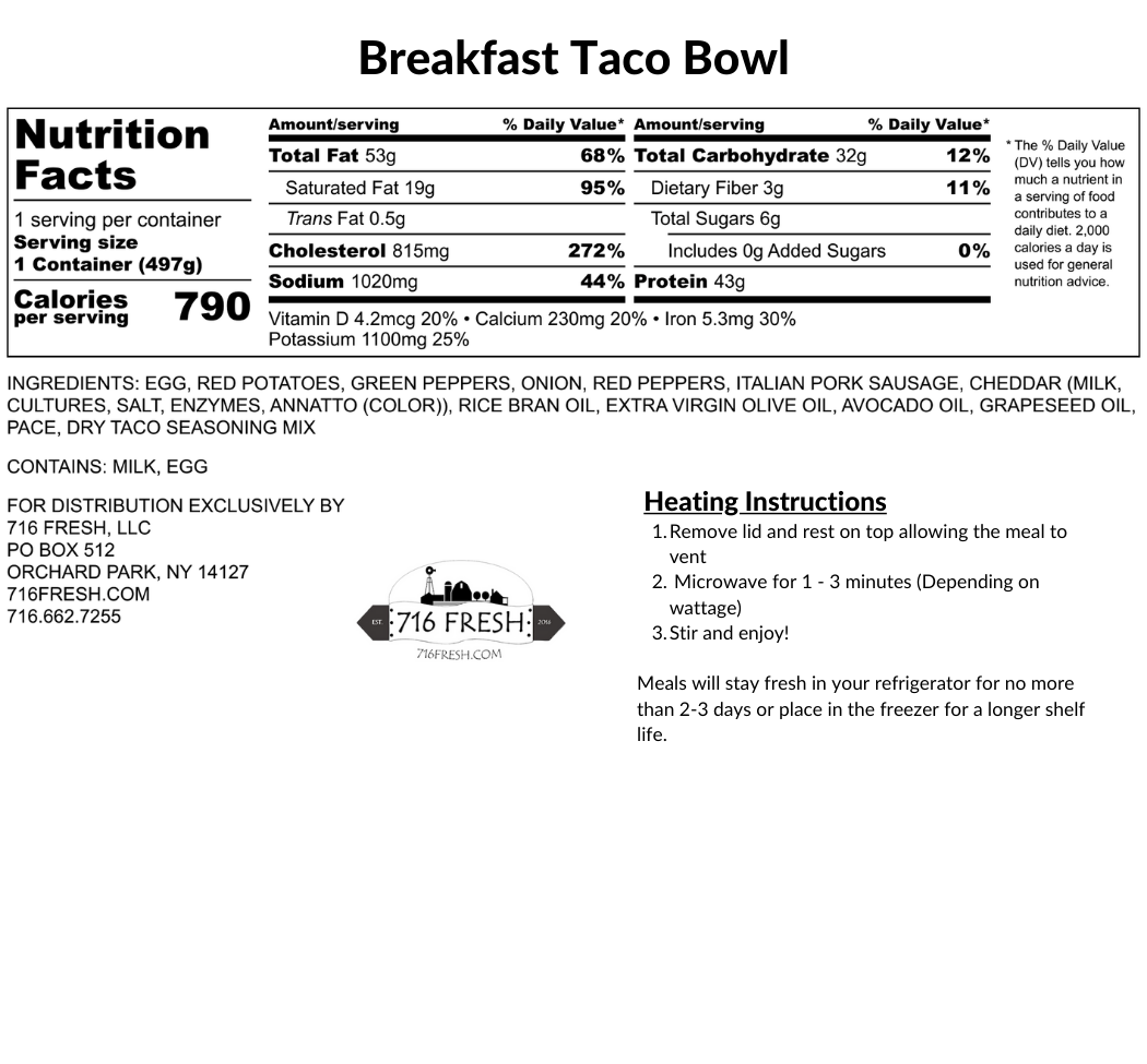 Breakfast Taco Bowl, GF