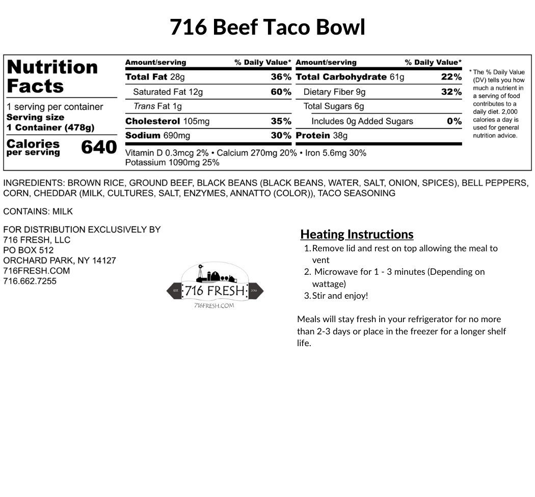 Beef Taco Bowl, GF