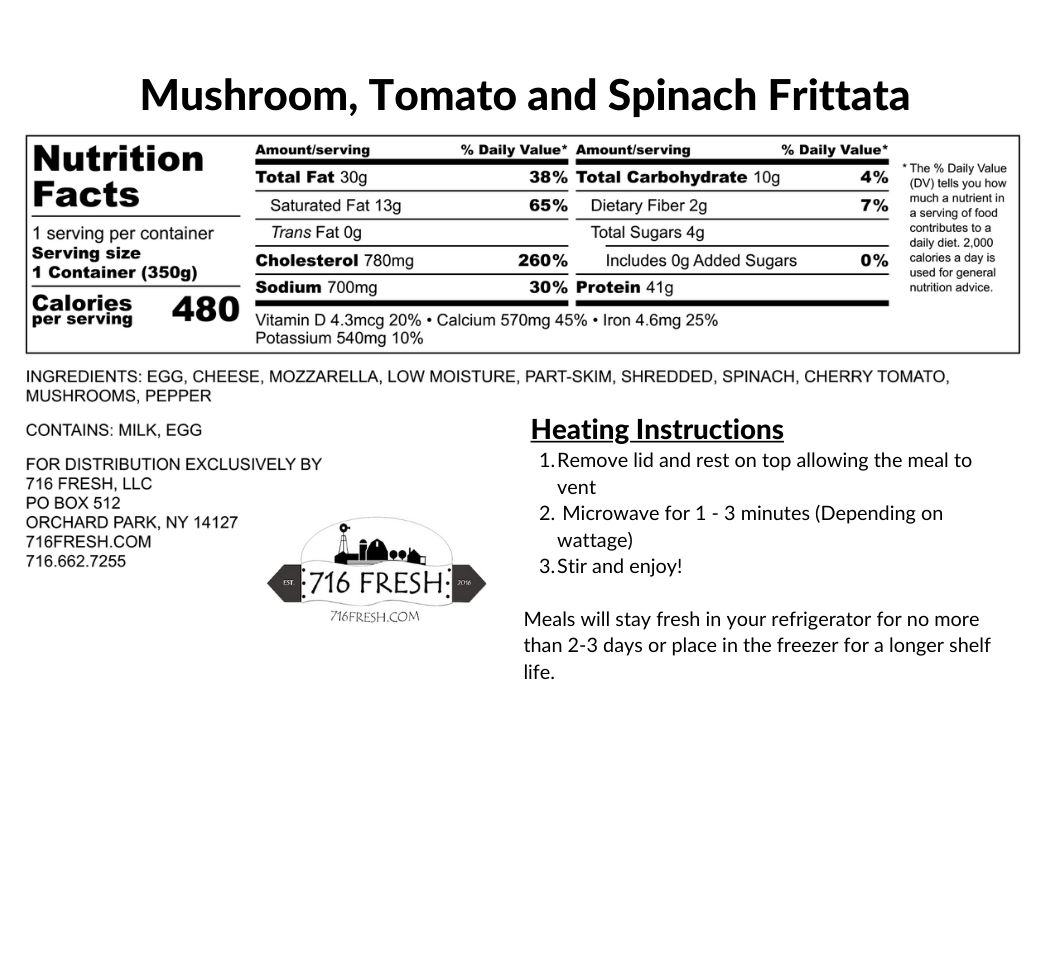 Mushroom, Tomato and Spinach Frittata, GF