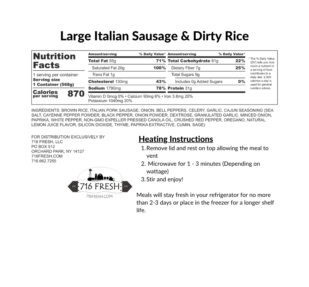 Large Italian Sausage and Dirty Rice, GF