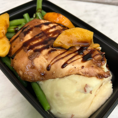 Balsamic Chicken & Roasted Peaches, GF