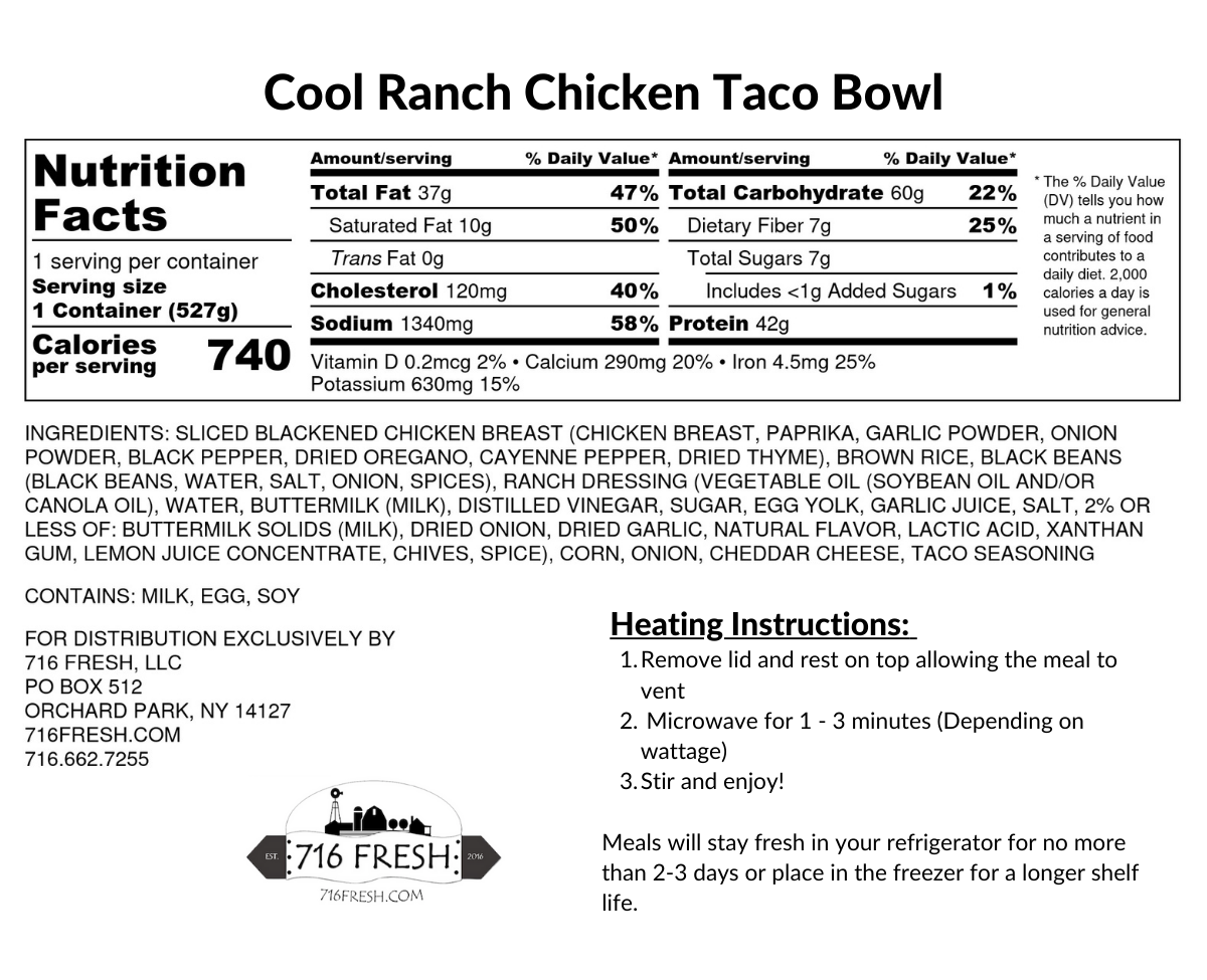 Cool Ranch Chicken Taco Bowl, GF