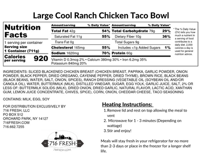 Cool Ranch Chicken Taco Bowl, GF