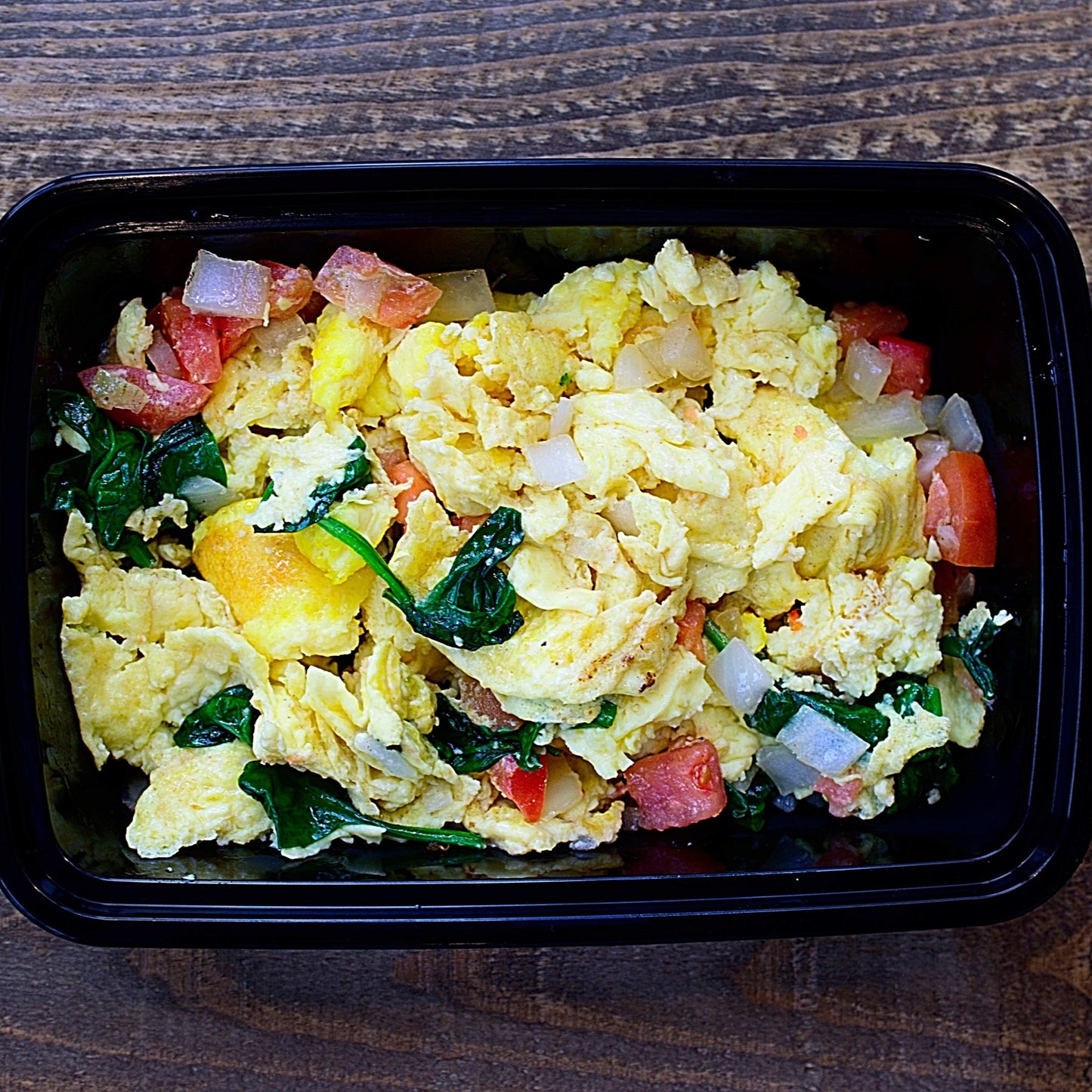 Spinach, Sun-Dried Tomato and Onion Scramble, GF, DF